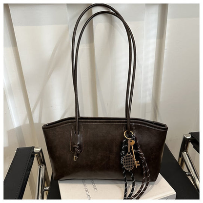 Women's Elegant Large Capacity Tote Bag | Solid Color Shoulder Bag for Work, Daily Commute & Casual Use