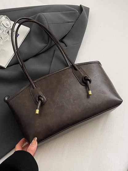 Women's Elegant Large Capacity Tote Bag | Solid Color Shoulder Bag for Work, Daily Commute & Casual Use