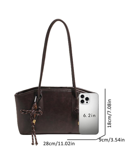 Women's Elegant Large Capacity Tote Bag | Solid Color Shoulder Bag for Work, Daily Commute & Casual Use