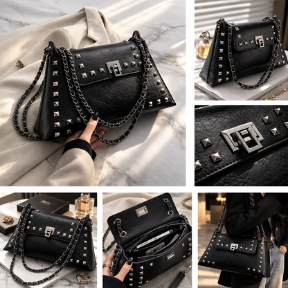 Modern Edge Studded Shoulder Tote